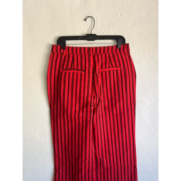 Anthropologie English Factory Woman Red Striped Cotton Pants, Size Large - Picture 6 of 7